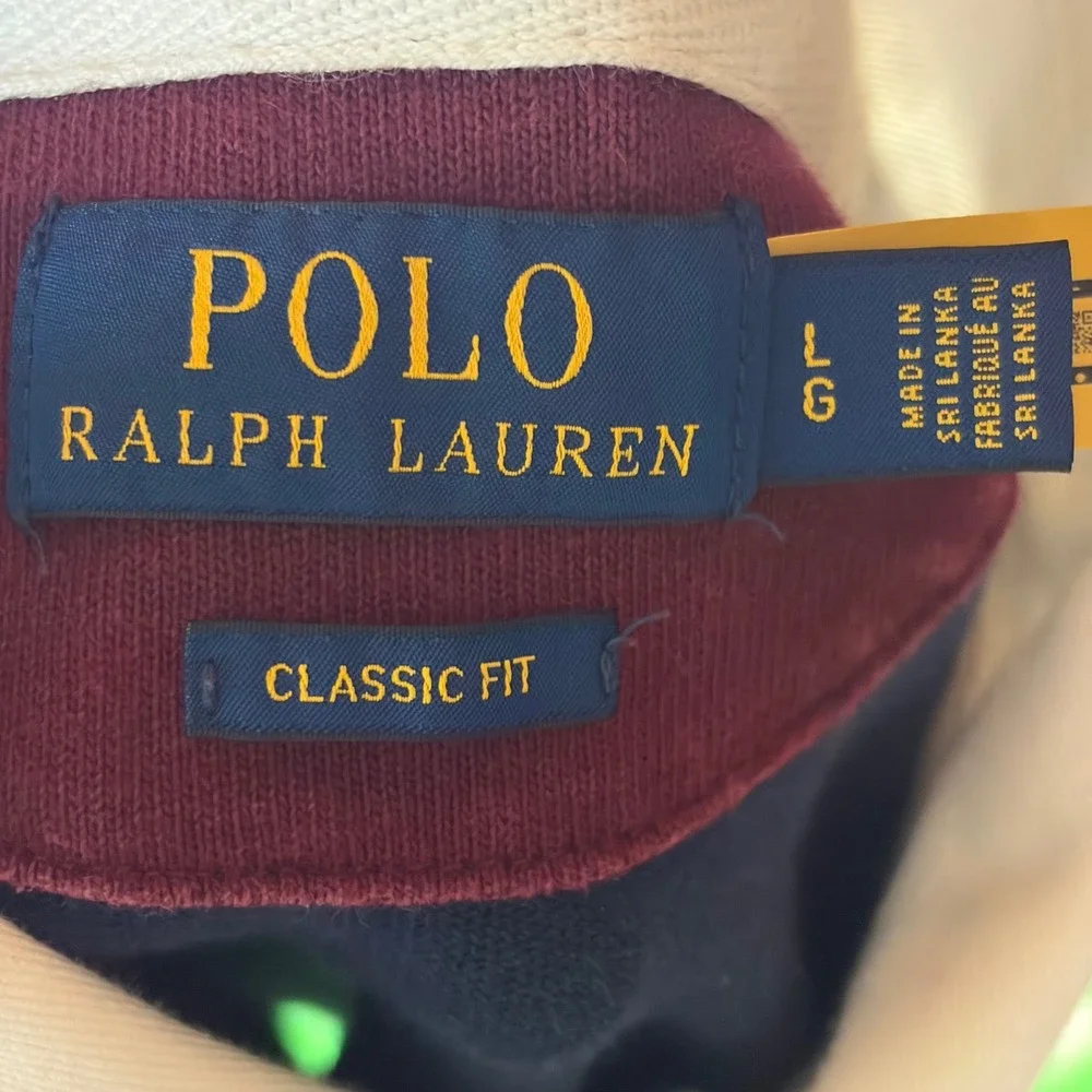 Polo Ralph Lauren Rugby Shirt Mens L Colorblock Classic Fit L/S Pony Logo EUC